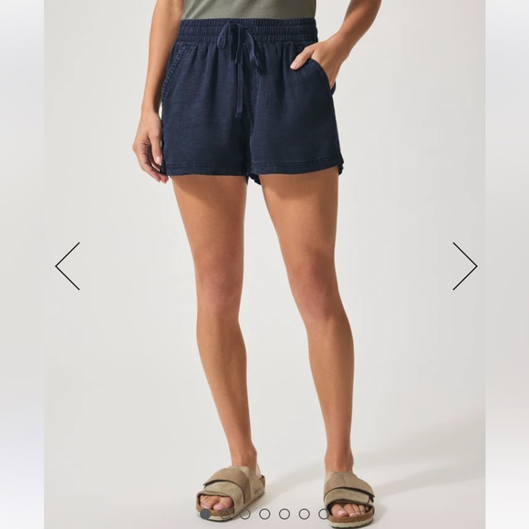 NWT Splendid Women's Elastic Waistband campsite short S $118 linen current seas - Picture 1 of 9